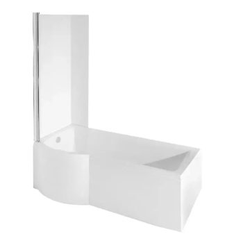   Besco Inspiro íves P-alakú akril zuhanykád kihajtható kádparavánnal, lábbal