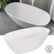 HD Aurora White ovális térben álló akril kád Fényes króm túlfolyóval és click-clack leeresztővel