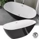 HD Aurora Black&White ovális térben álló akril kád Fényes króm túlfolyóval és click-clack leeresztővel