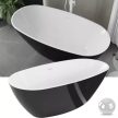 HD Aurora Black&White ovális térben álló akril kád Fényes króm túlfolyóval és click-clack leeresztővel
