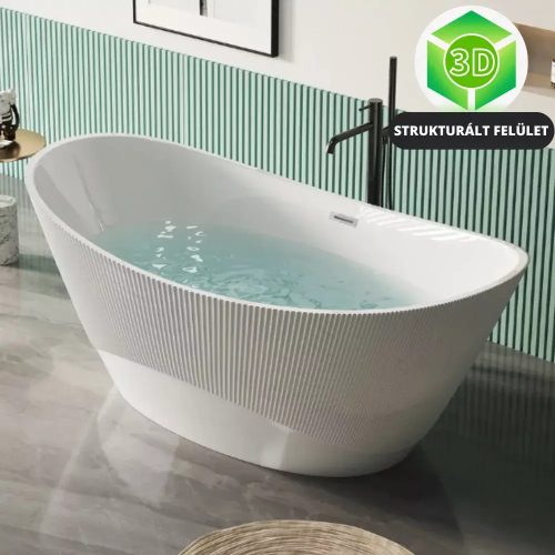 HD Prestige ovális térben álló akril kád Fényes króm túlfolyóval és click-clack leeresztővel