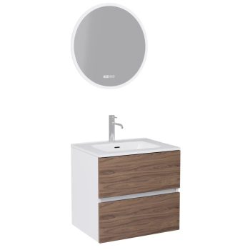   HD Aria Silk Matt White-Oak 60 komplett bútor fali mosdószekrénnyel és tükörrel