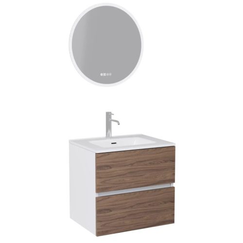 HD Aria Silk Matt White-Oak 60 komplett bútor fali mosdószekrénnyel és tükörrel