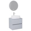 HD Zyra Silk Matt White-Oak 60 komplett bútor fali mosdószekrénnyel, selymes matt fehér mosdópulttal és tükörrel