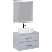 HD Modena Matt White 60 komplett bútor fali mosdószekrénnyel, matt fekete fogantyúkkal, matt fehér mosdópulttal és tükörrel