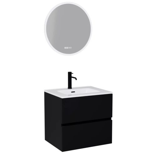 HD Aria Black 60 komplett bútor fali mosdószekrénnyel és tükörrel