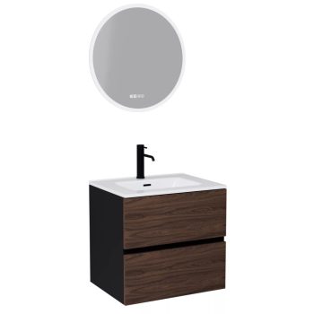   HD Aria Black-Hazel 60 komplett  bútor fali mosdószekrénnyel és tükörrel