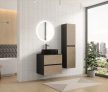 HD Zyra Antracit-Oak 60 komplett fürdőszoba bútor fali mosdószekrénnyel, antracit mosdópulttal és tükörrel