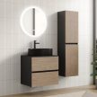 HD Zyra Antracit-Oak 60 komplett fürdőszoba bútor fali mosdószekrénnyel, antracit mosdópulttal és tükörrel