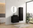 HD Zyra Black 60 komplett fürdőszoba bútor fali mosdószekrénnyel, fekete mosdópulttal és tükörrel