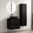 HD Zyra Black 60 komplett fürdőszoba bútor fali mosdószekrénnyel, fekete mosdópulttal és tükörrel