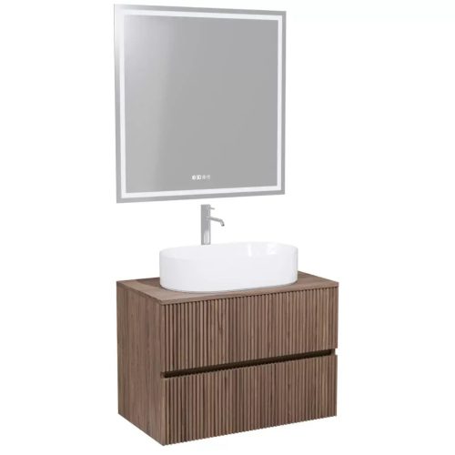 HD Turin Oak 60 komplett fürdőszoba bútor fali mosdószekrénnyel, tölgyfa színű mosdópulttal és tükörrel