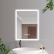 HD Pizzo 60 cm széles fali szögletes LED okostükör ambient világítással, érintőkapcsolóval, digitális órával és páramentesítő funkcióval