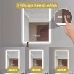 HD Pizzo 60 cm széles fali szögletes LED okostükör ambient világítással, érintőkapcsolóval, digitális órával és páramentesítő funkcióval