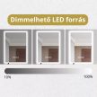 HD Pizzo 60 cm széles fali szögletes LED okostükör ambient világítással, érintőkapcsolóval, digitális órával és páramentesítő funkcióval