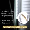 HD Pizzo 60 cm széles fali szögletes LED okostükör ambient világítással, érintőkapcsolóval, digitális órával és páramentesítő funkcióval