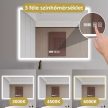 HD Verona 120 cm széles fali szögletes LED okostükör ambient világítással, érintőkapcsolóval, digitális órával és páramentesítő funkcióval