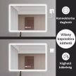 HD Verona 120 cm széles fali szögletes LED okostükör ambient világítással, érintőkapcsolóval, digitális órával és páramentesítő funkcióval