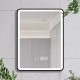 HD Reno 60 cm széles fali szögletes LED okostükör fekete kerettel, érintőkapcsolóval, digitális órával és páramentesítő funkcióval