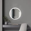 HD Sofia 60 cm széles fali kerek LED okostükör ambient világítással, érintőkapcsolóval, digitális órával és páramentesítő funkcióval