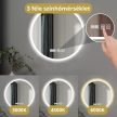 HD Sofia 60 cm széles fali kerek LED okostükör ambient világítással, érintőkapcsolóval, digitális órával és páramentesítő funkcióval