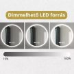 HD Sofia 60 cm széles fali kerek LED okostükör ambient világítással, érintőkapcsolóval, digitális órával és páramentesítő funkcióval