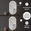 HD Cloud 100 cm széles fali szabálytalan alakú LED okostükör forgatható, ambient világítással, érintőkapcsolóval és páramentesítő funkcióval