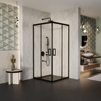 Olmo Black szögletes zuhanykabin