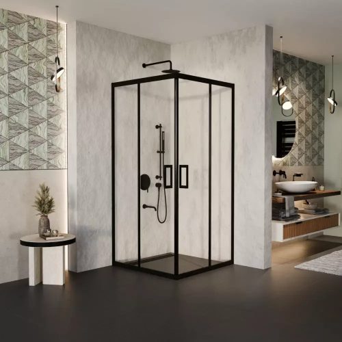 Olmo Black szögletes zuhanykabin