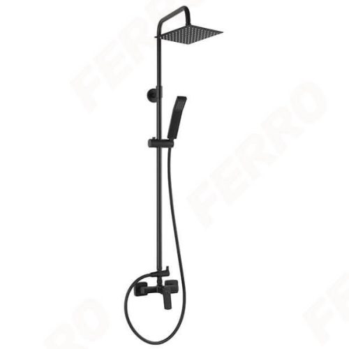 Zuhanyrendszer Ferro Vitto Verdeline fejzuhannyal és zuhanycsapteleppel, matt fekete NP81-BVI7UVL-BL
