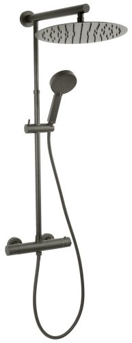 Zuhanyszett Ferro Trevi Gun Metal - fejzuhannyal, kézizuhannyal és termosztátos csapteleppel NP75-TRV7U-GM