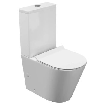   Wc Dolphin Glossy White mély öblítésű monoblokkos hátsó kifolyású slim "F" tetővel és fényes króm kiegészítőkkel + tartály