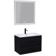 HD Monza Matt Black 60 komplett bútor fali mosdószekrénnyel, matt fekete fogantyúkkal, fényes fehér slim mosdóval és tükörrel