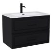 HD Monza Matt Black 60 komplett bútor fali mosdószekrénnyel, matt fekete fogantyúkkal, fényes fehér slim mosdóval és tükörrel