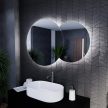 HD Twin 120 cm széles fali szabálytalan alakú LED okostükör forgatható, ambient világítással, érintőkapcsolóval és páramentesítő funkcióval