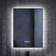 HD Glow 60 cm széles fali szögletes LED okostükör, fekete slim kerettel, ambient világítással, érintőkapcsolóval, digitális órával és páramentesítő funkcióval