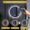 HD Lumen 60 cm széles fali kerek LED okostükör fekete slim kerettel, ambient világítással, érintőkapcsolóval, digitális órával és páramentesítő funkcióval