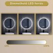 HD Lumen 60 cm széles fali kerek LED okostükör fekete slim kerettel, ambient világítással, érintőkapcsolóval, digitális órával és páramentesítő funkcióval